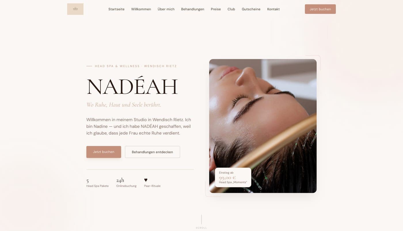 Website von NADÉAH, vorher und nachher
