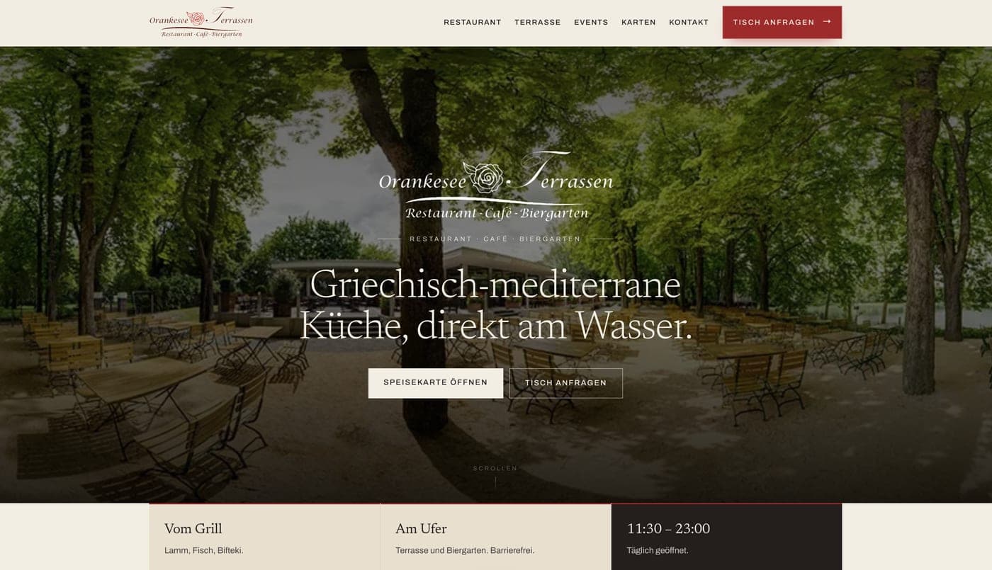 Website der Orankesee-Terrassen
